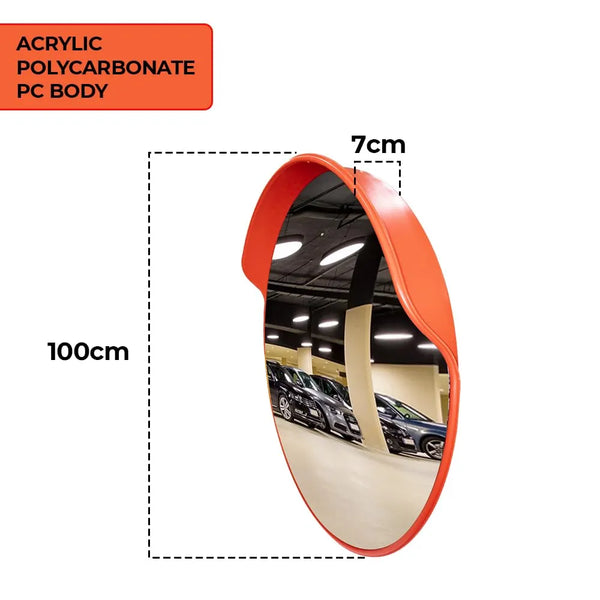 Convex safety mirror for enhanced road visibility